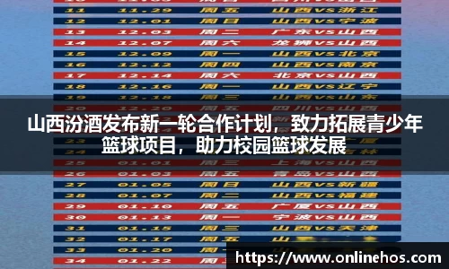 山西汾酒发布新一轮合作计划，致力拓展青少年篮球项目，助力校园篮球发展